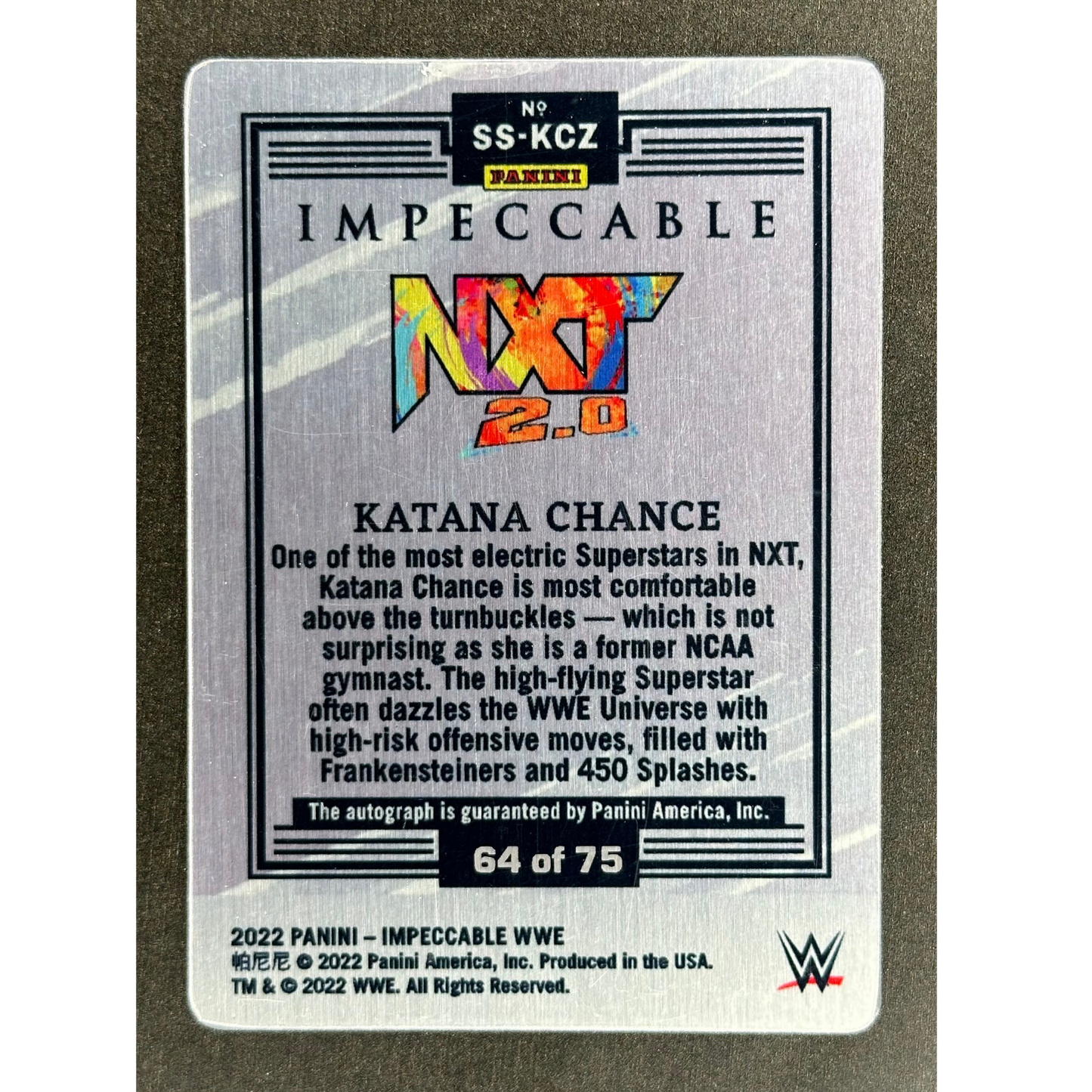 Katana Chance 2022 Impeccable Stainless Stars Auto 64/75 #SS-KCZ