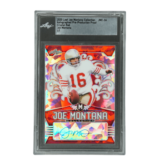 Joe Montana 2020 Leaf Joe Montana Collection Auto Crystal Red