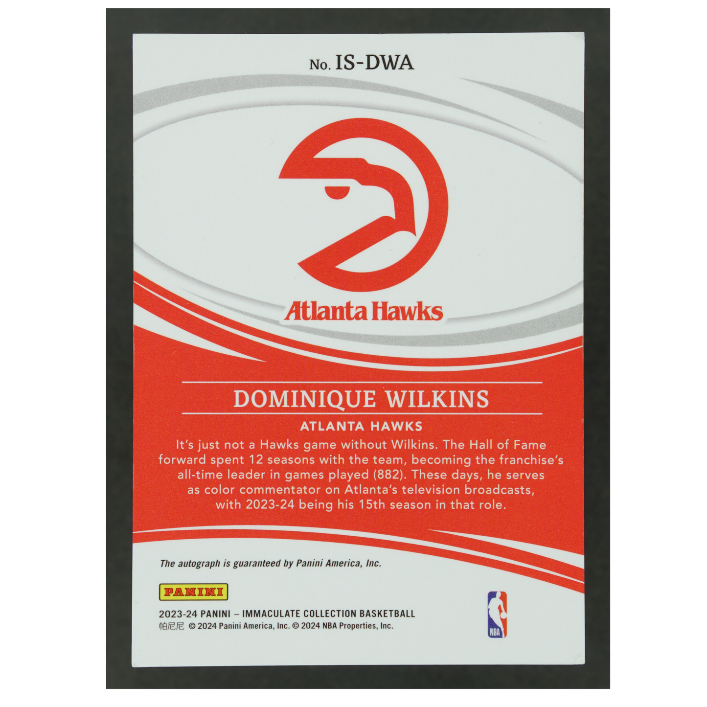 Dominique Wilkins 2023-24 Immaculate 22/99 #IS-DWA