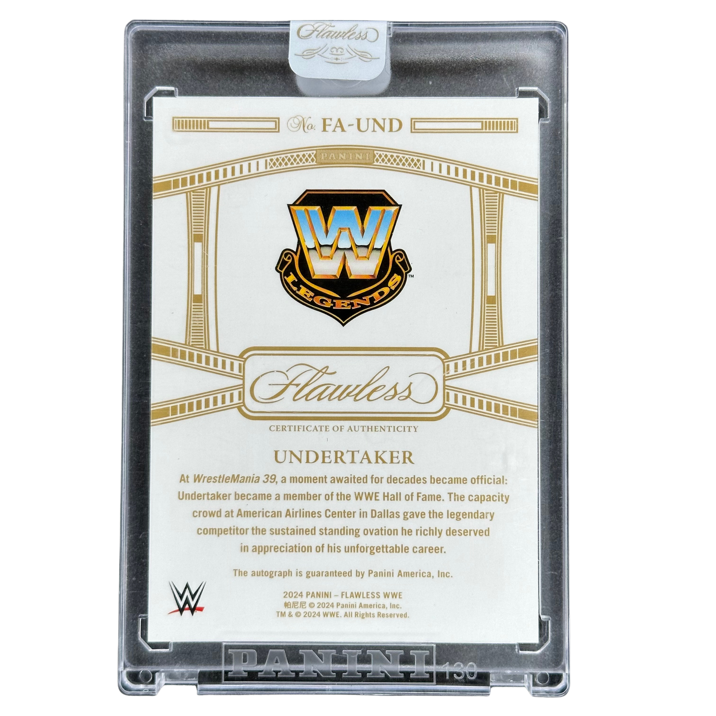 Undertaker 2024 Flawless Achievements Hall of Fame Auto 3/15 #FA-UND