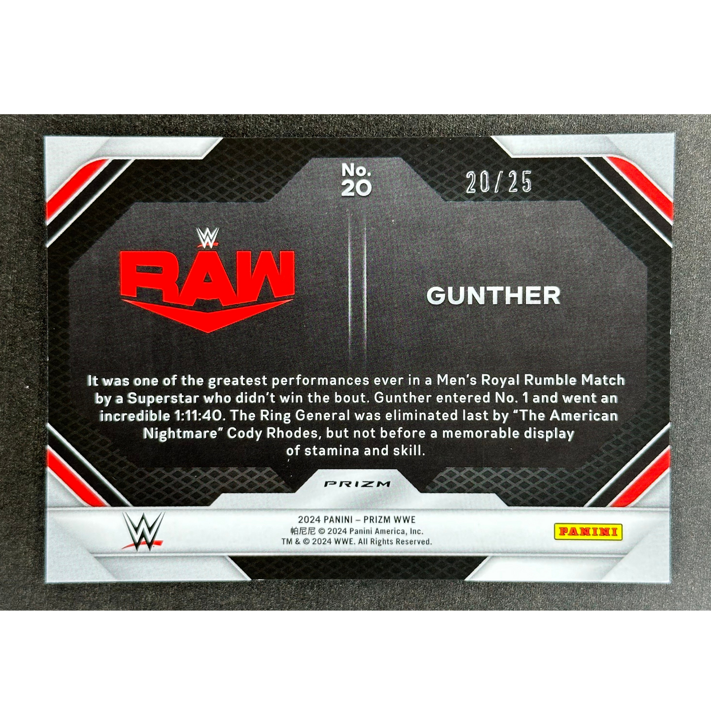 Gunther 2024 Prizm Rumble Performances 20/25 #20