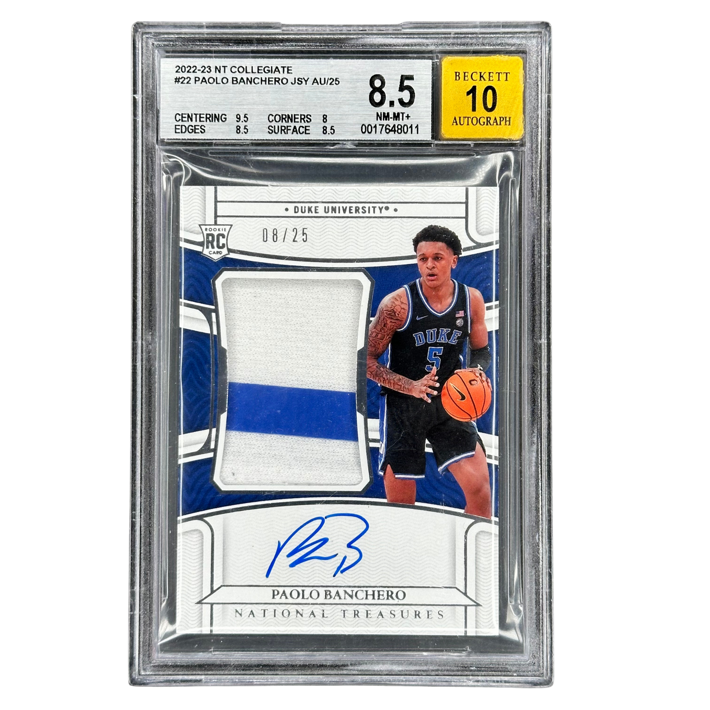 Paolo Banchero 2022 National Treasures Collegiate RC Rookie Card Patch Auto 8/25 #22