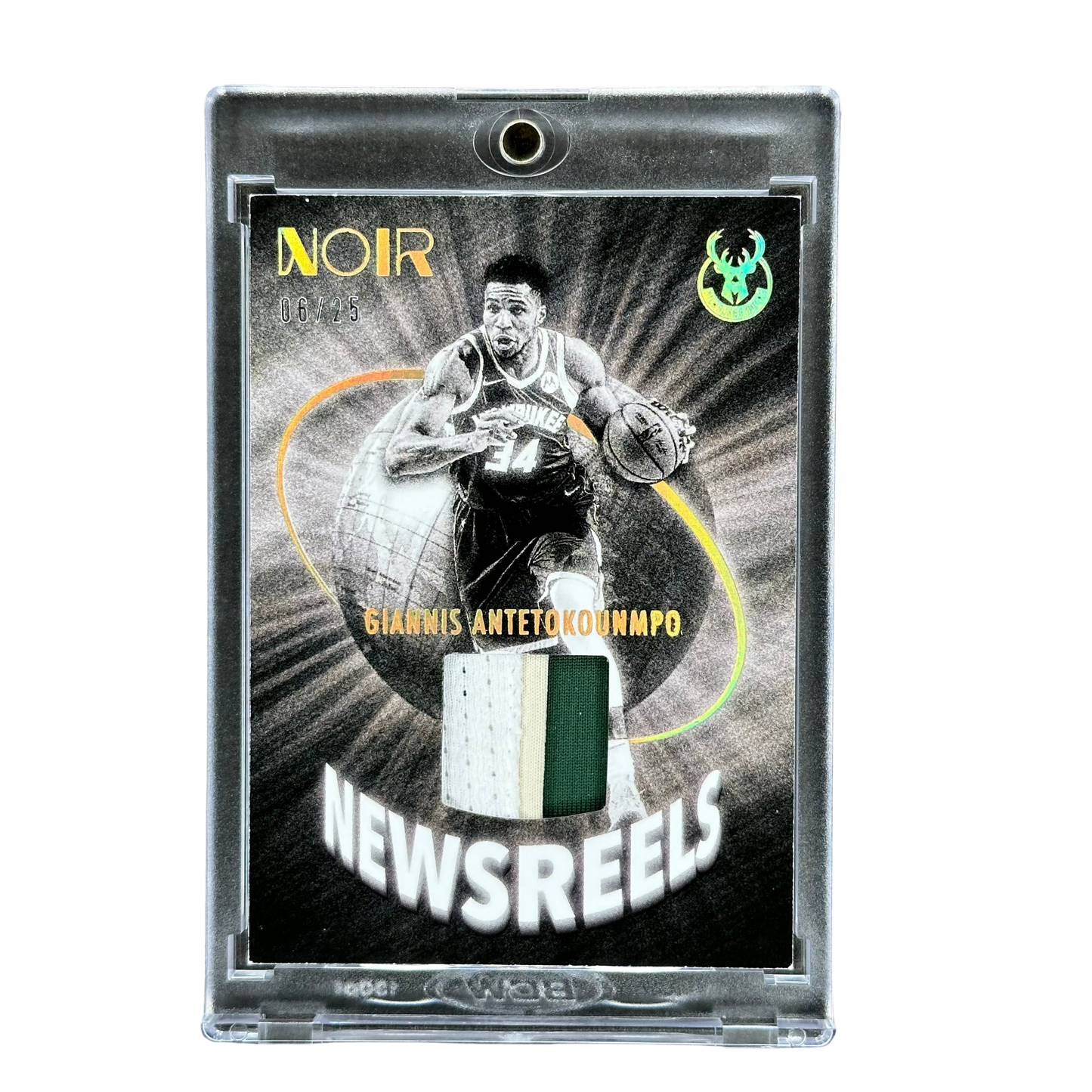 Giannis Antetokounmpo 2021 Noir Newsreels Jersey Game Worn 6/25 #NWJ-GAN