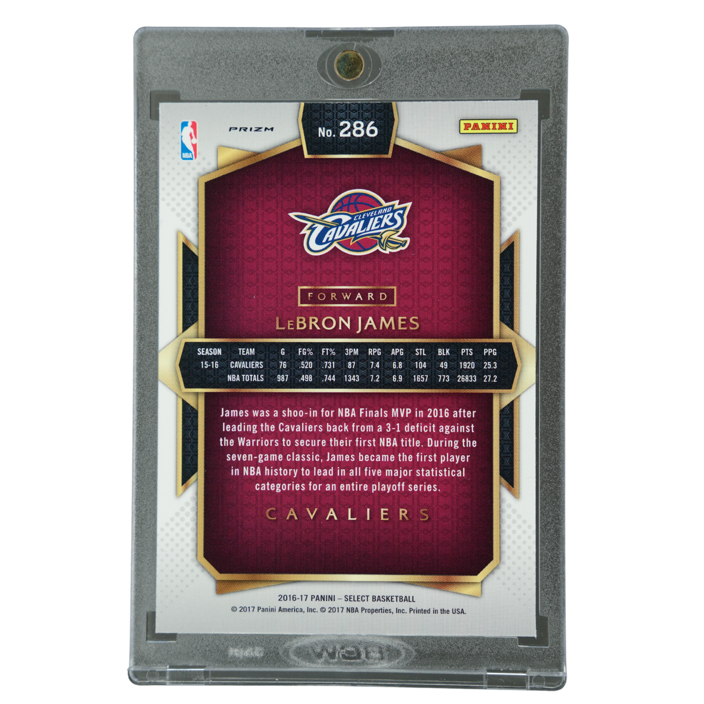Lebron James 2016 Select Silver #286