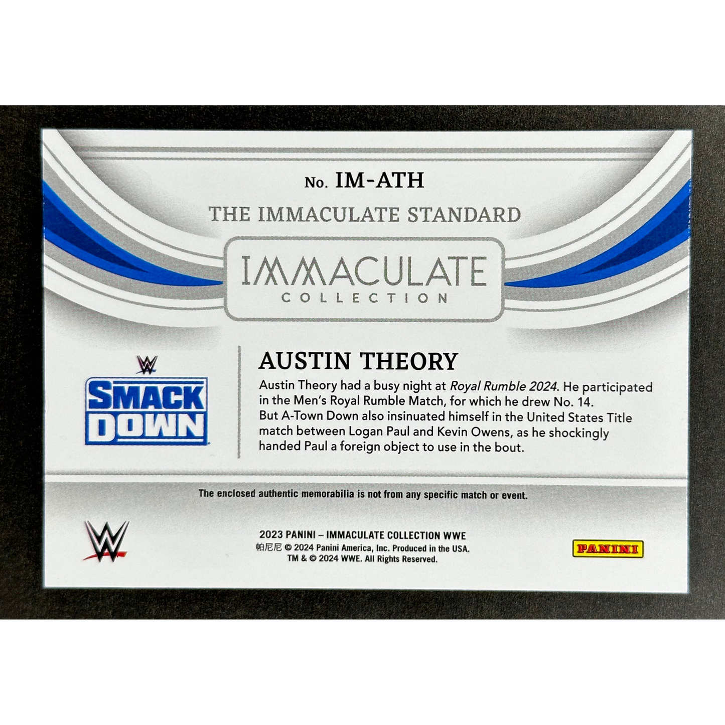 Austin Theory 2023 Immaculate Memorabilia 74/99 #IM-ATH