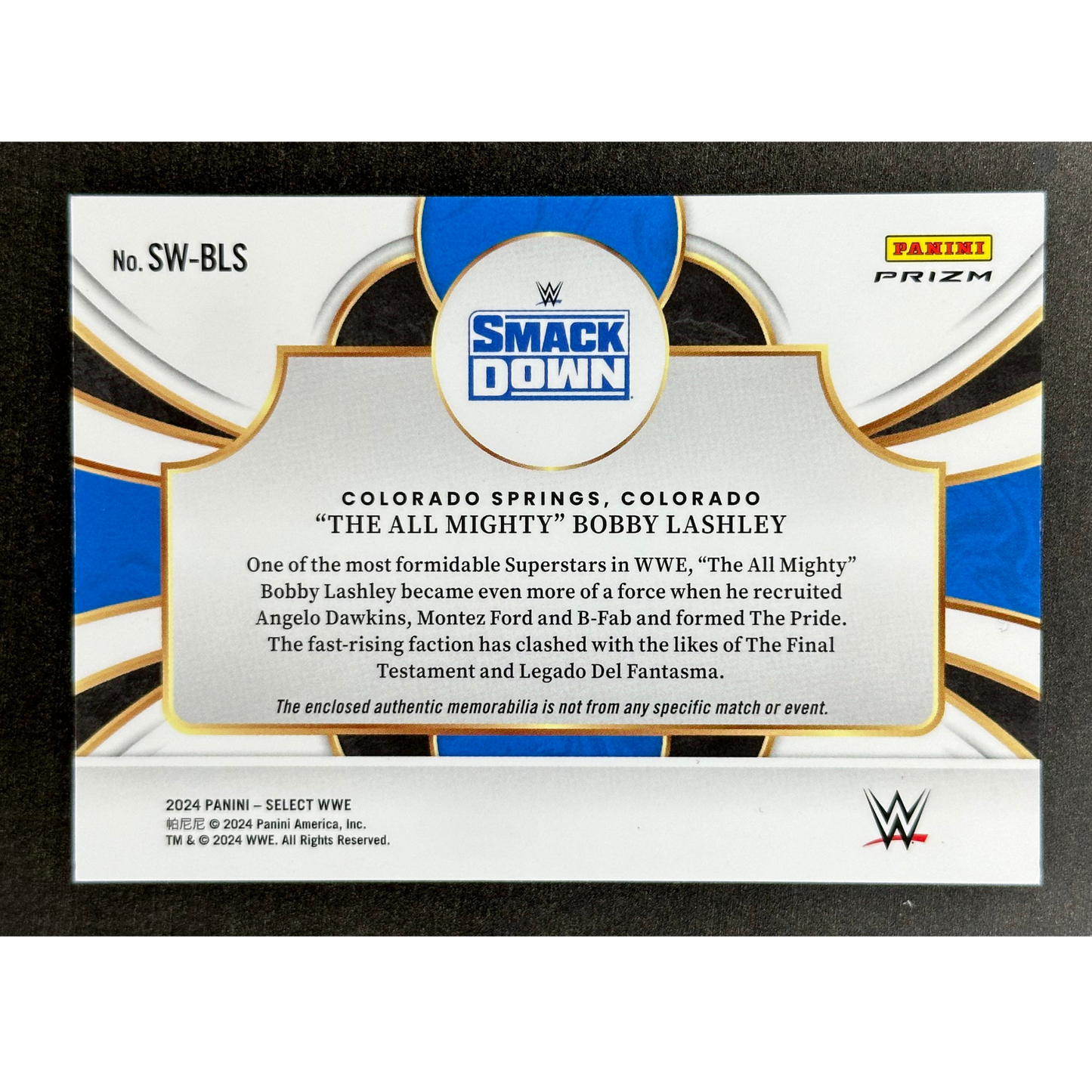 The All Mighty Bobby Lashley 2024 Select Swatches Memorabilia #SW-BLS