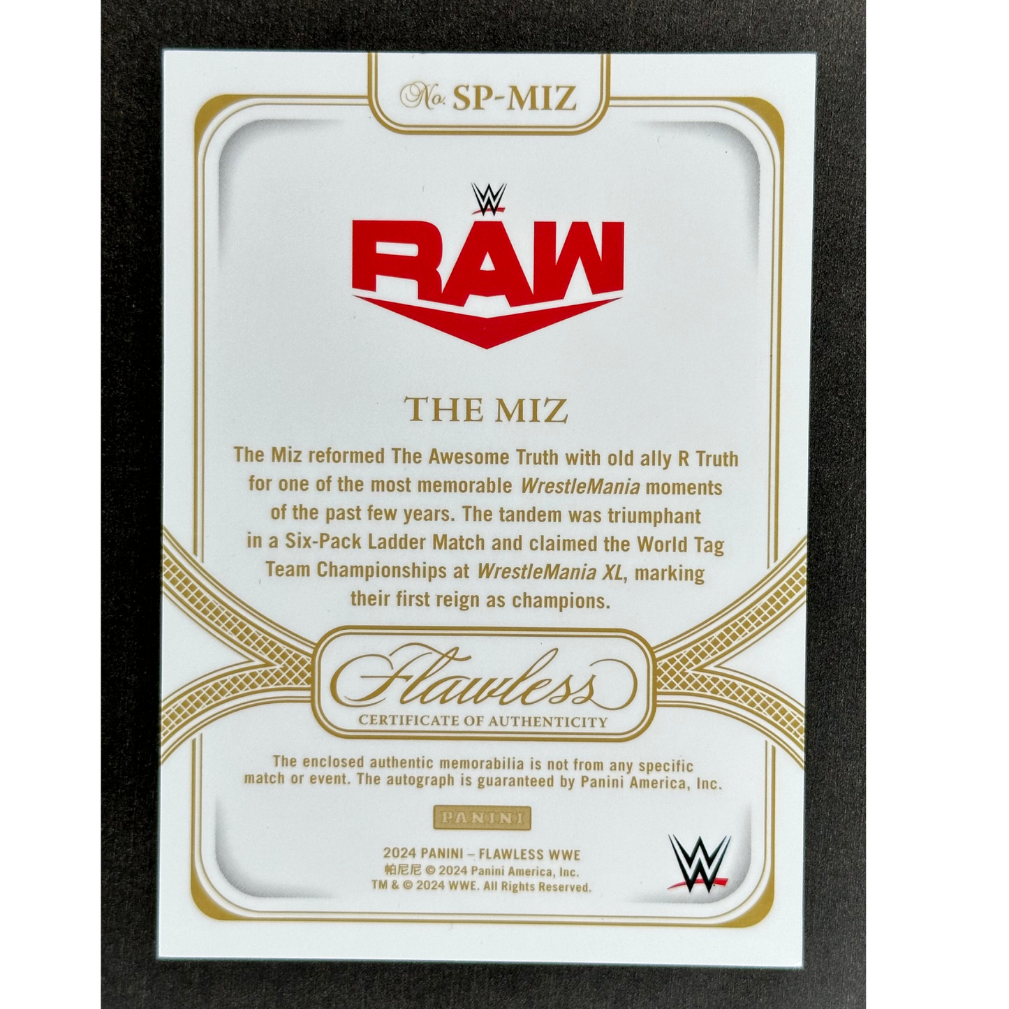 The Miz 2024 Flawless Memorabilia Auto 18/25 #SP-MIZ