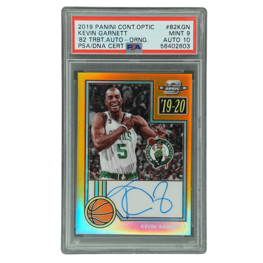 Kevin Garnett 2019 Contenders Optic 1982 Tribute Auto Orange 2/15 PSA 9 #82KGN