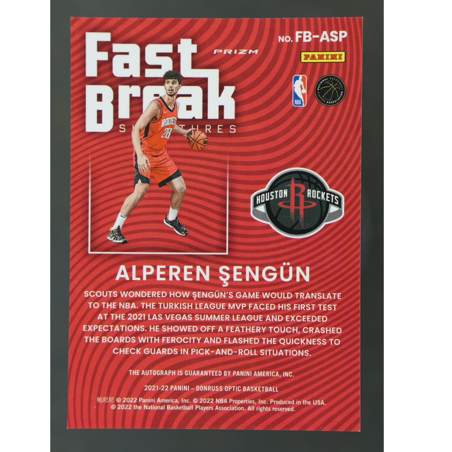 Alperen Sengun 2021 Optic Fast Break Auto RC #FB-ASP