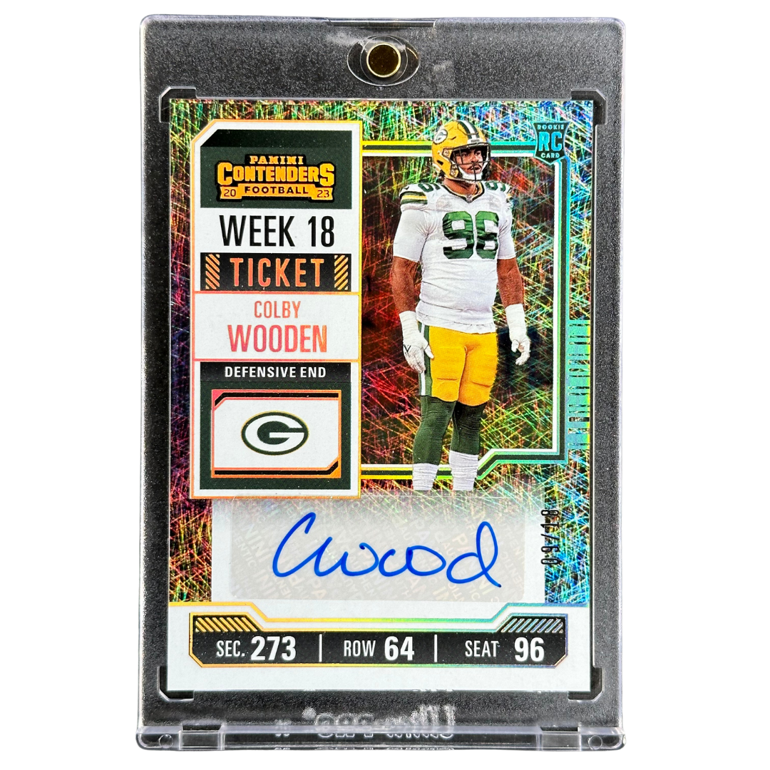 Colby Wooden 2023 Contenders Week 18 Ticket RC Rookie Card Auto 9/18 #188