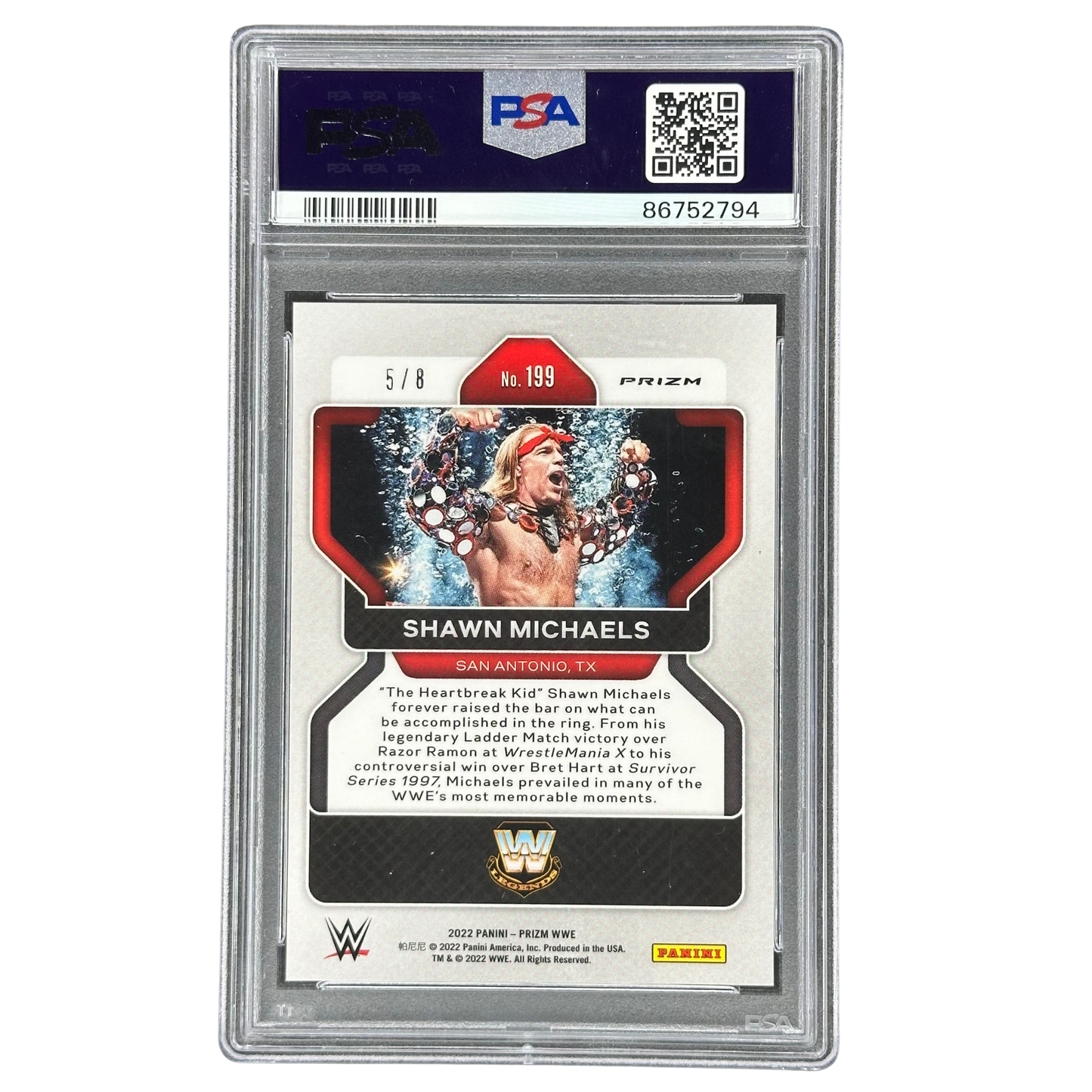 Shawn Michaels 2022 Prizm Lucky Envelopes 5/8 PSA 10 #199