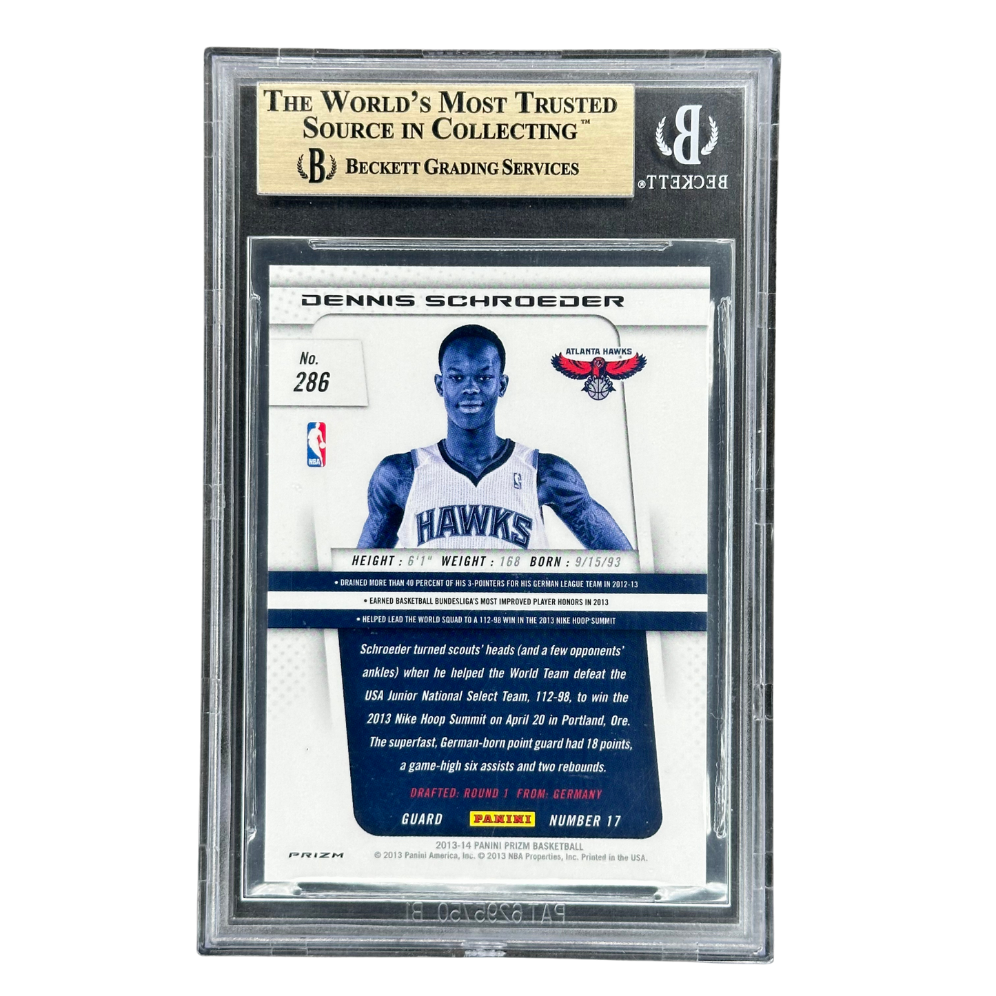 Dennis Schröder 2013 Prizm Silver RC Rookie Card BGS 9.5 #286