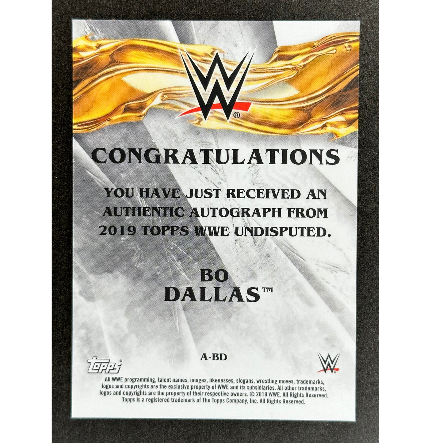 Bo Dallas 2019 Topps Auto 155/199 #A-BD