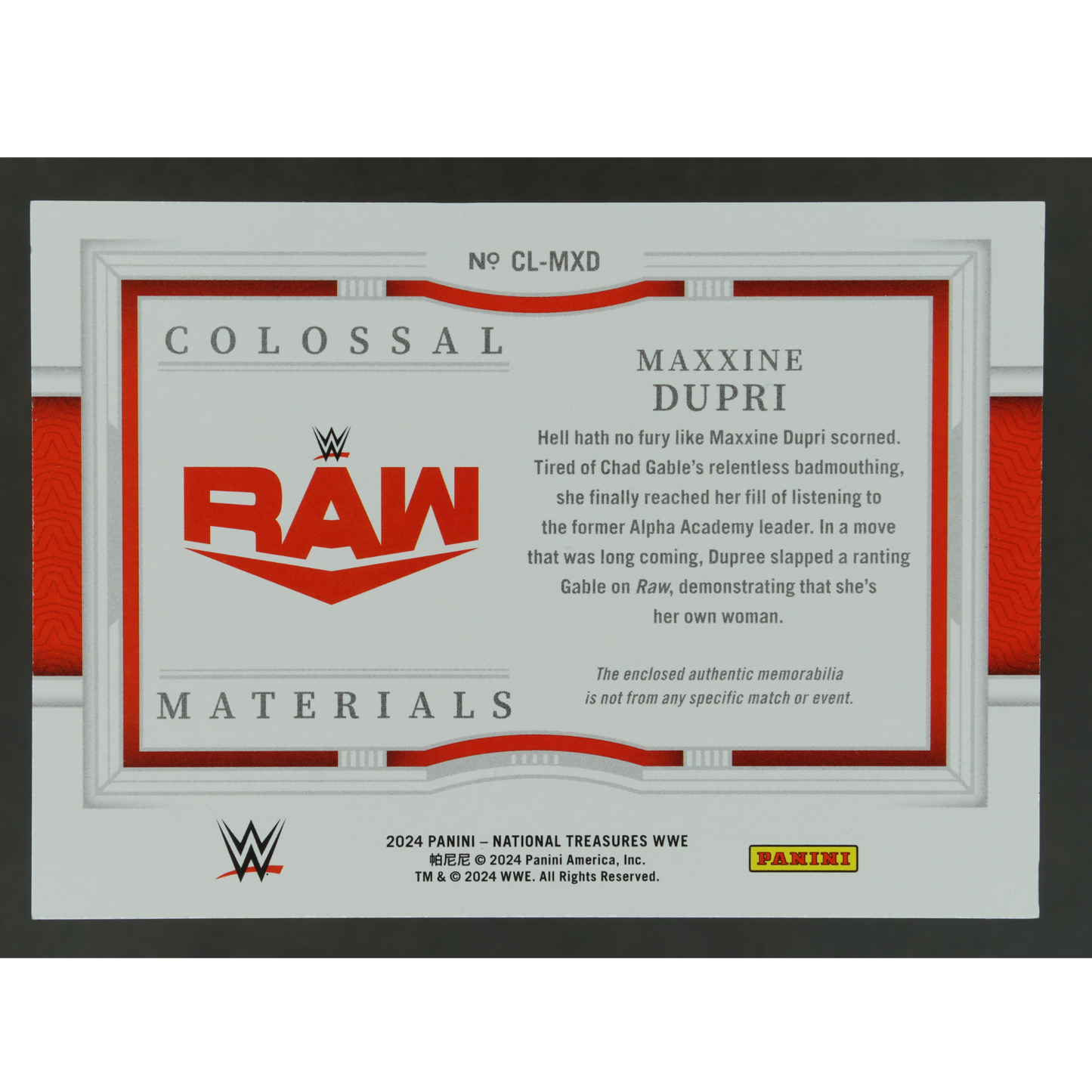 Maxxine Dupri 2024 National Treasures Colossal Memorabilia 6/10 #CL-MXD