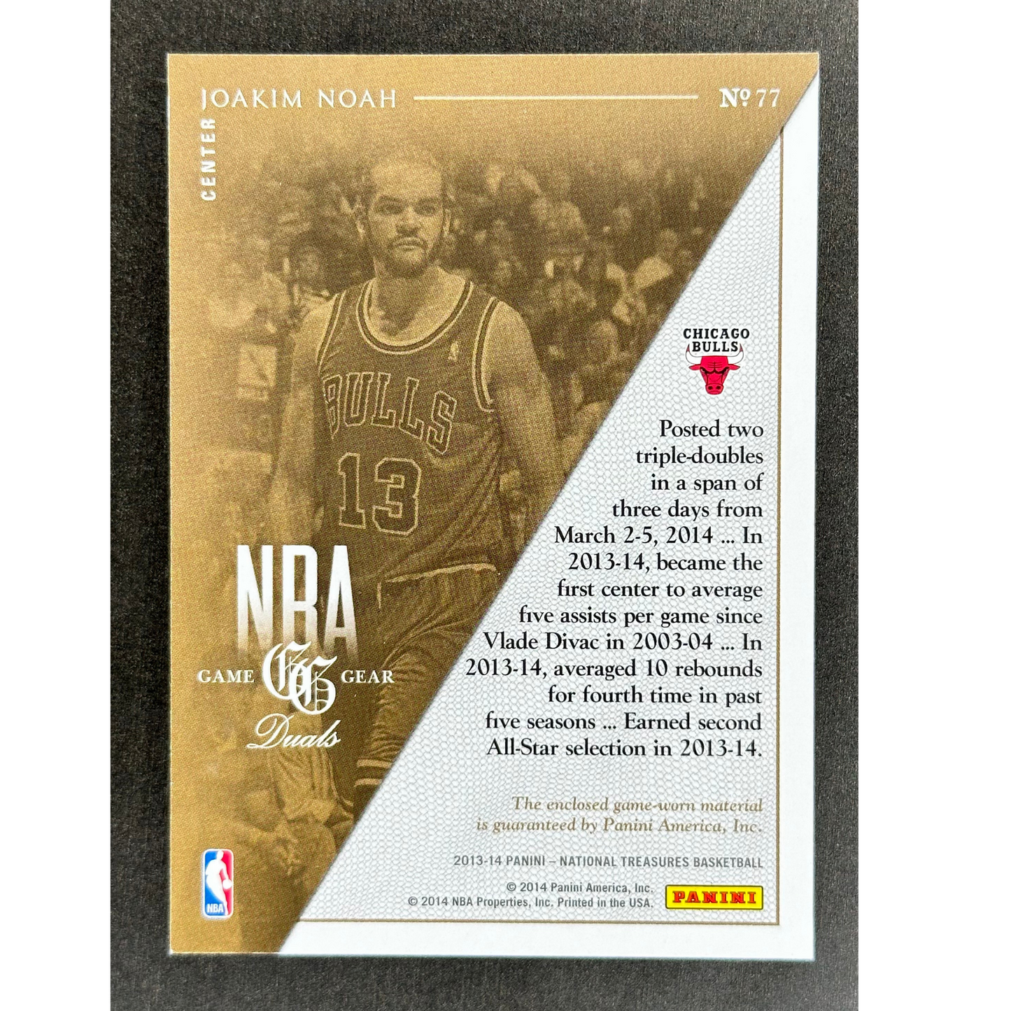 Joakim Noah 2013 National Treasures Memorabilia 79/99 #77