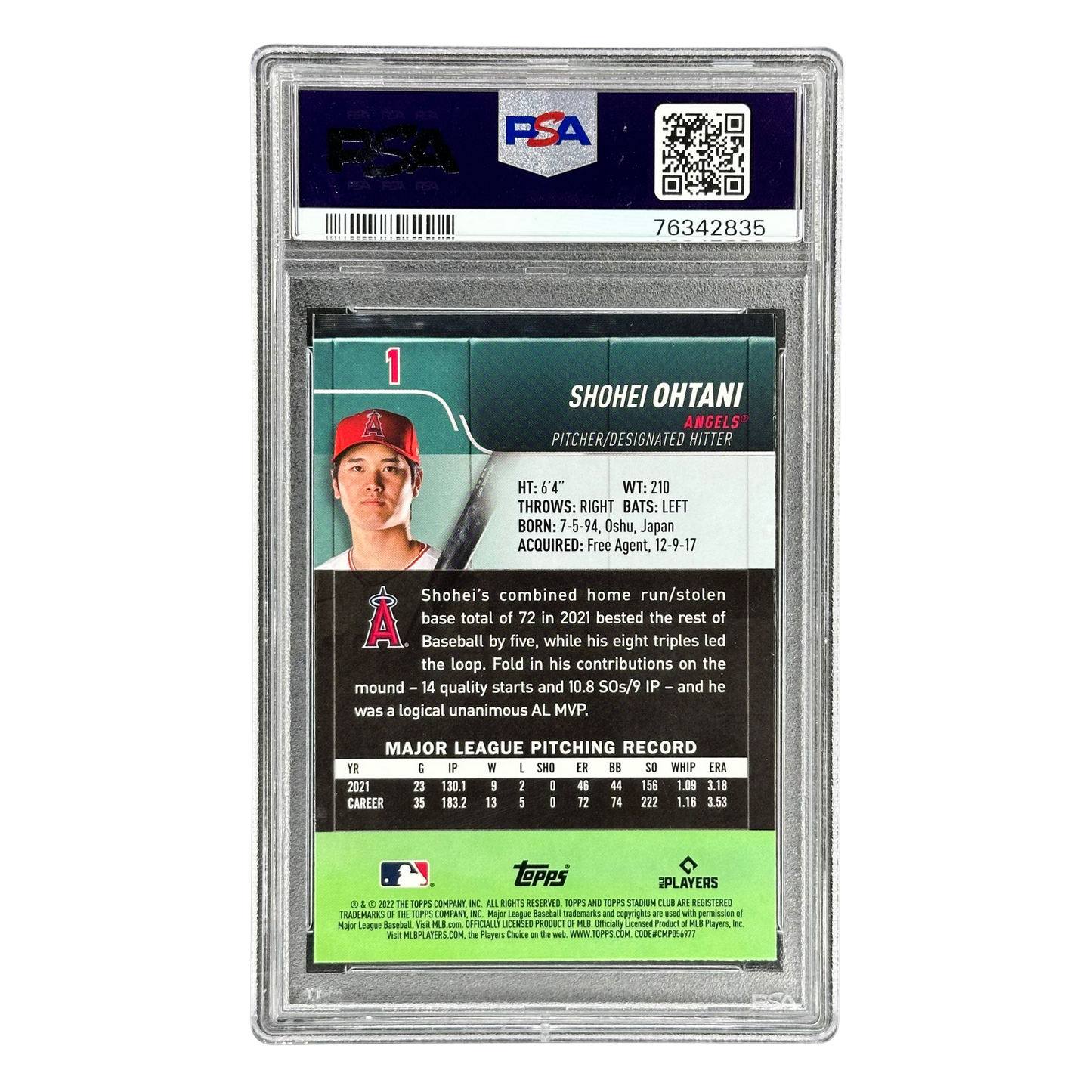 Shohei Ohtani 2022 Stadium Club Chrome PSA 10 #1
