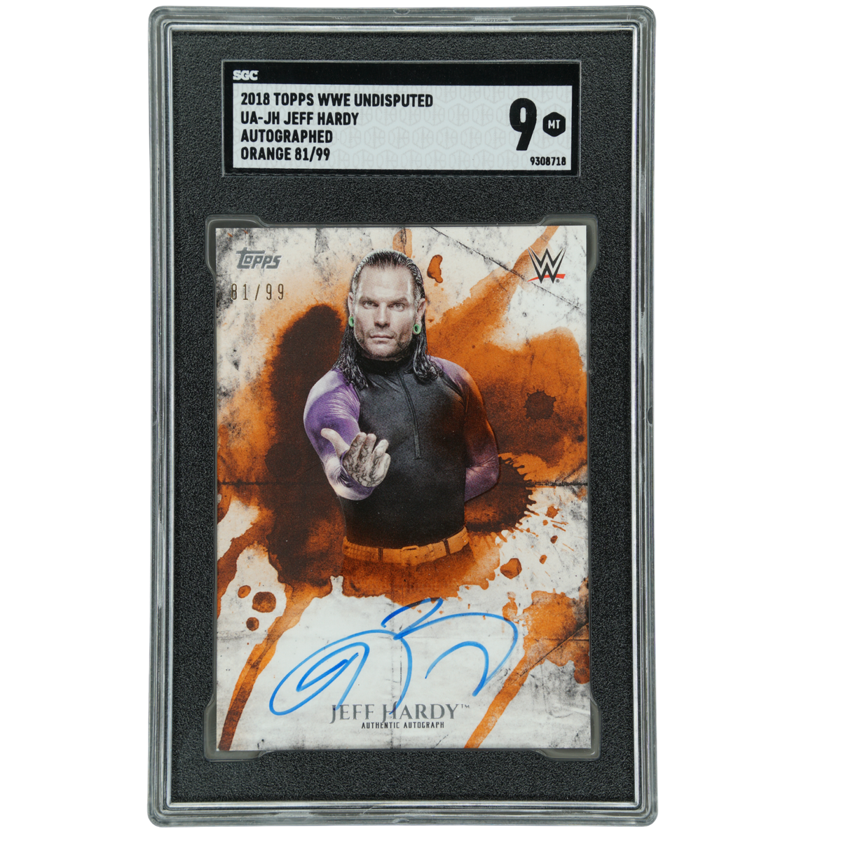 Jeff Hardy 2018 Undisputed Auto Orange 81/99 SGC 9 #UA-JH
