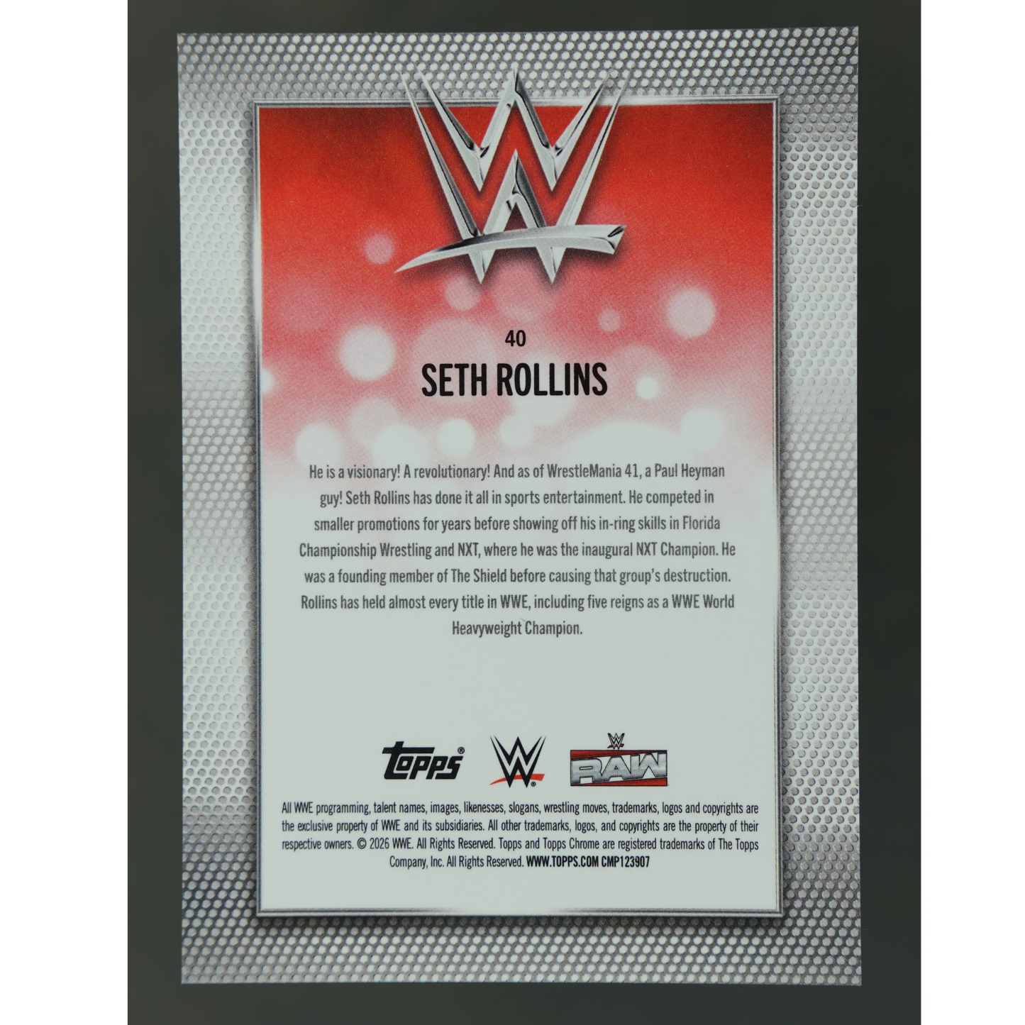 Seth Rollins 2026 Chrome Black 5/10 #40