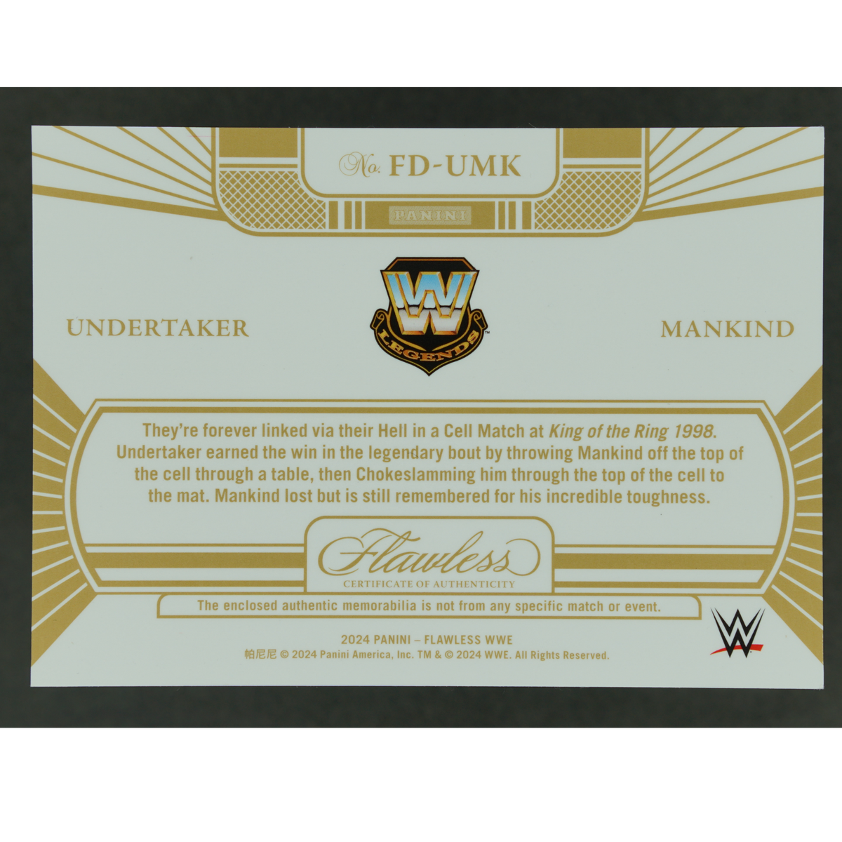 Undertaker und Mankind 2024 Flawless Dual Memorabilia 2/8 #FD-UMK