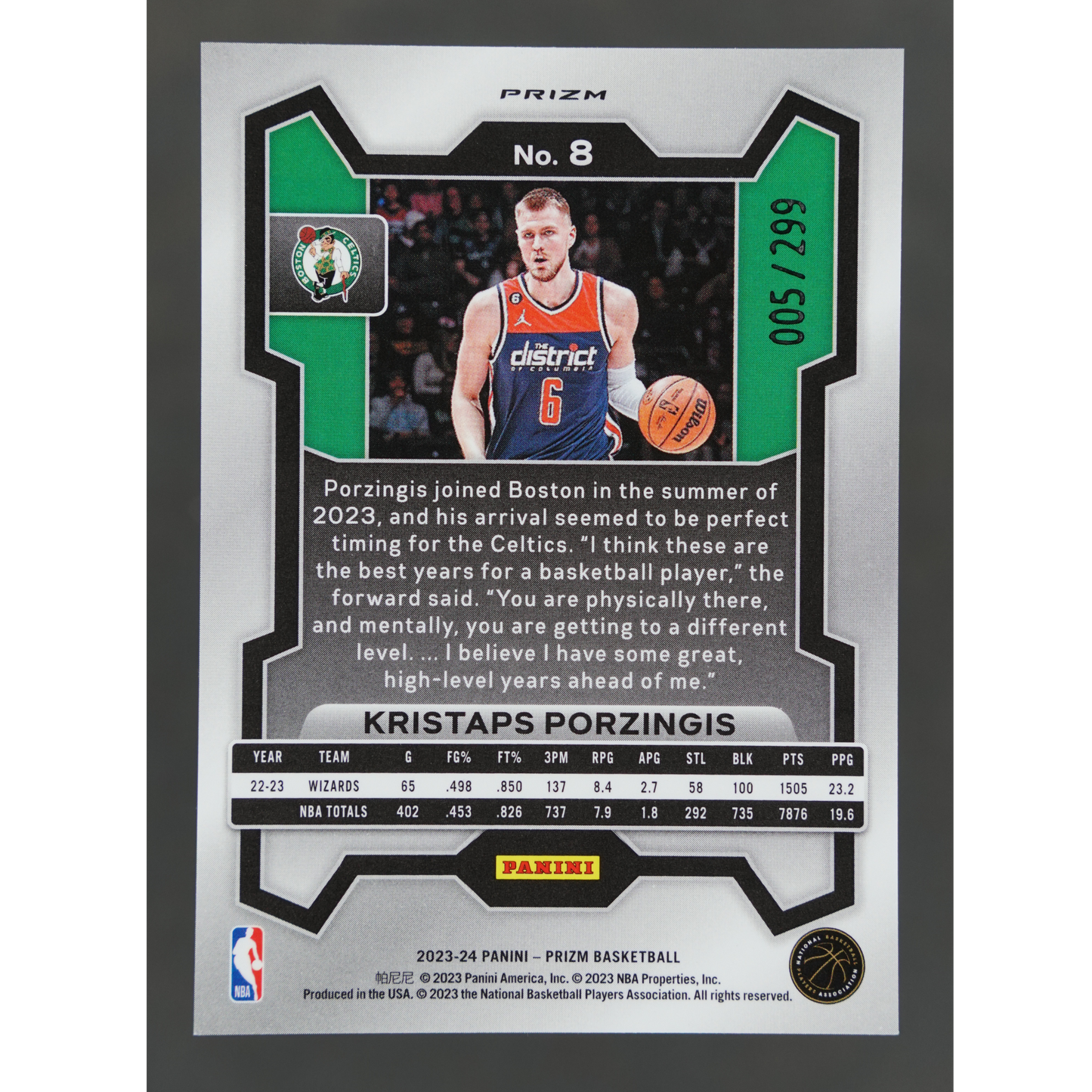 Kristaps Porzingis 2023 Prizm 5/299 #8