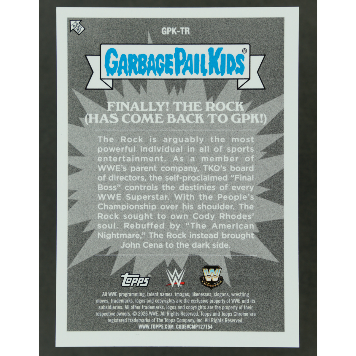 The Rock 2026 Chrome Garbage Pail Kids #GPK-TR