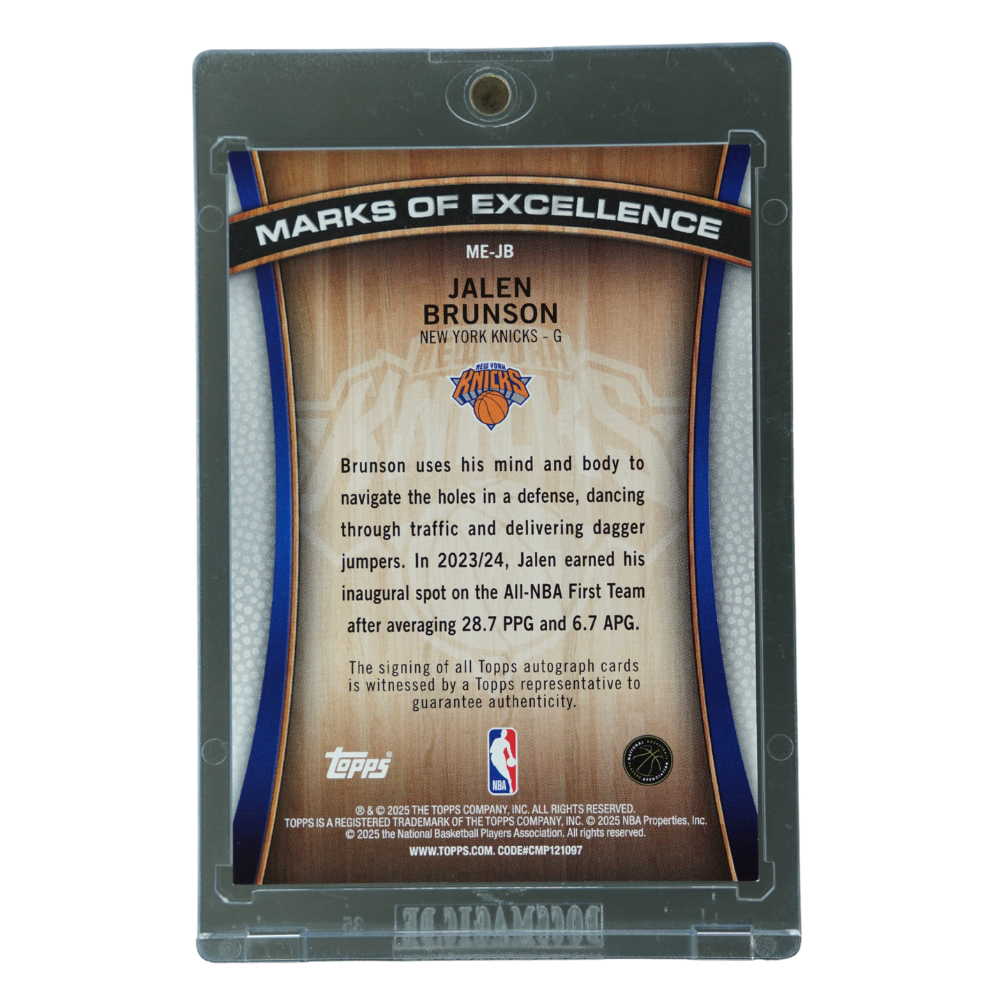 Jalen Brunson 2025 Topps Marks of Excellence Auto 56/99 #ME-JB