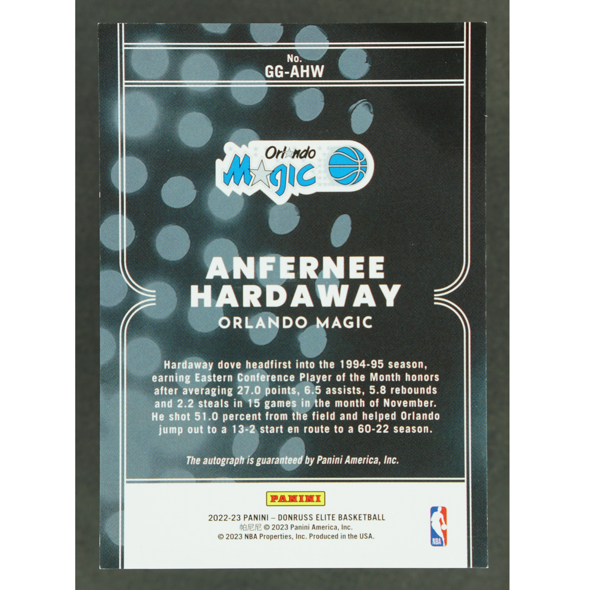 Anfernee Hardaway 2022-23 Genregraphs Gold 5/10 #GG-AHW