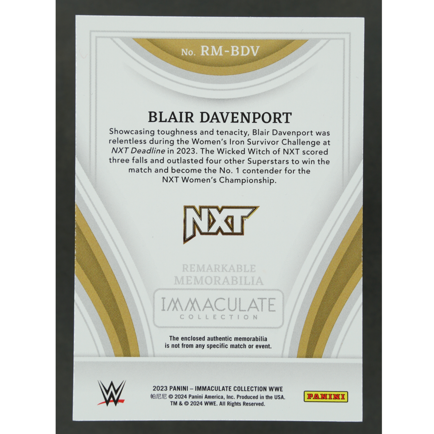 Blair Davenport 2023 Immaculate Memorabilia 8/10 #RM-BDV