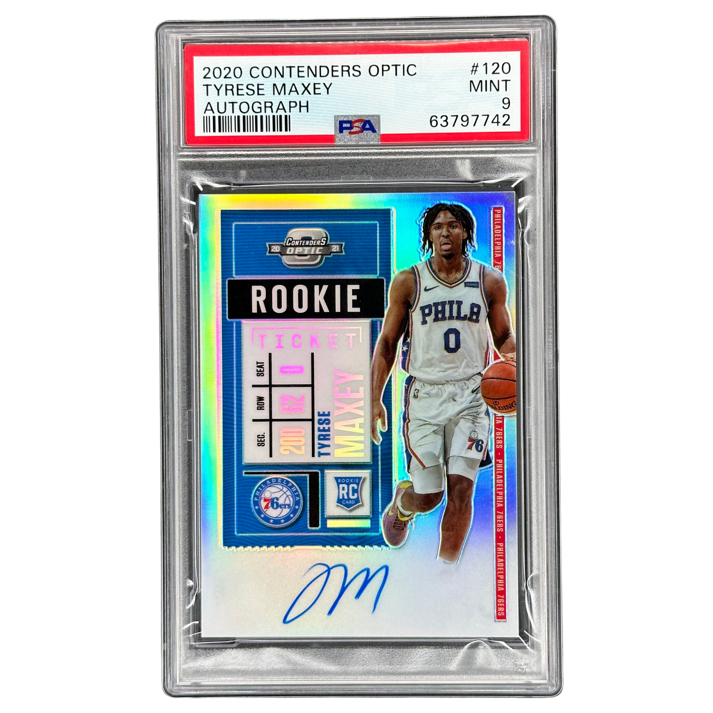 Tyrese Maxey 2020 Contenders Optic Rookie Ticket Auto PSA 9 #120