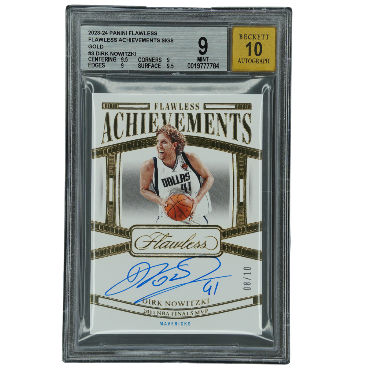 Dirk Nowitzki 2023-24 Flawless Achievements Auto 8/10 BGS 9 #FA-DNK