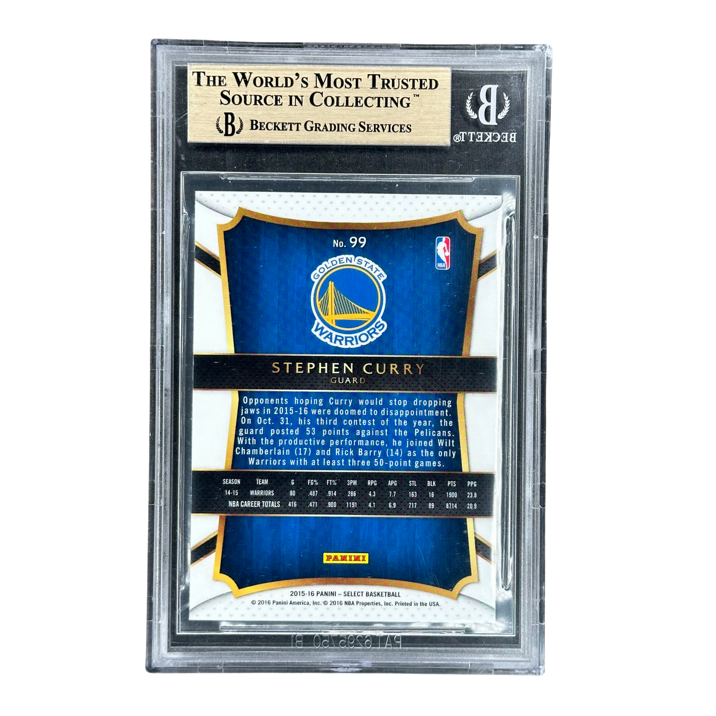Stephen Curry 2015 Select BGS 9.5 #99