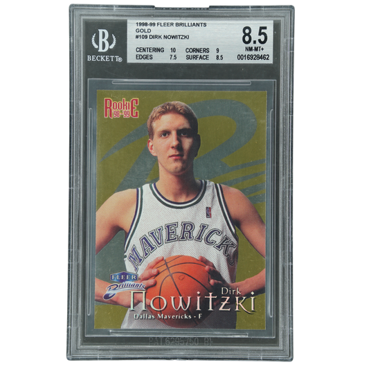 Dirk Nowitzki 1998-99 Fleer Brilliants RC Rookie Gold 70/99 BGS 8.5 #109