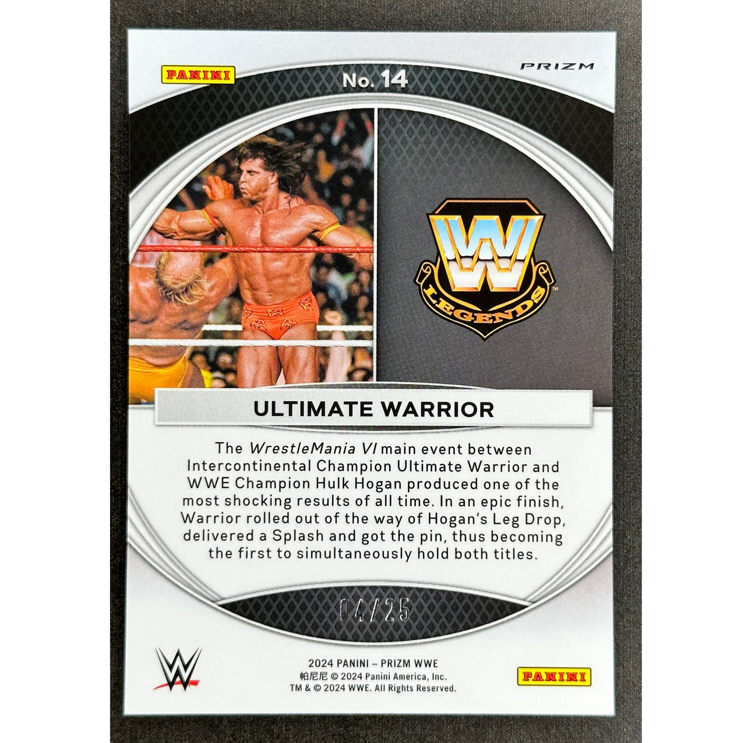 Ultimate Warrior 2024 Prizm Wrestlemania Moments 4/25 #14