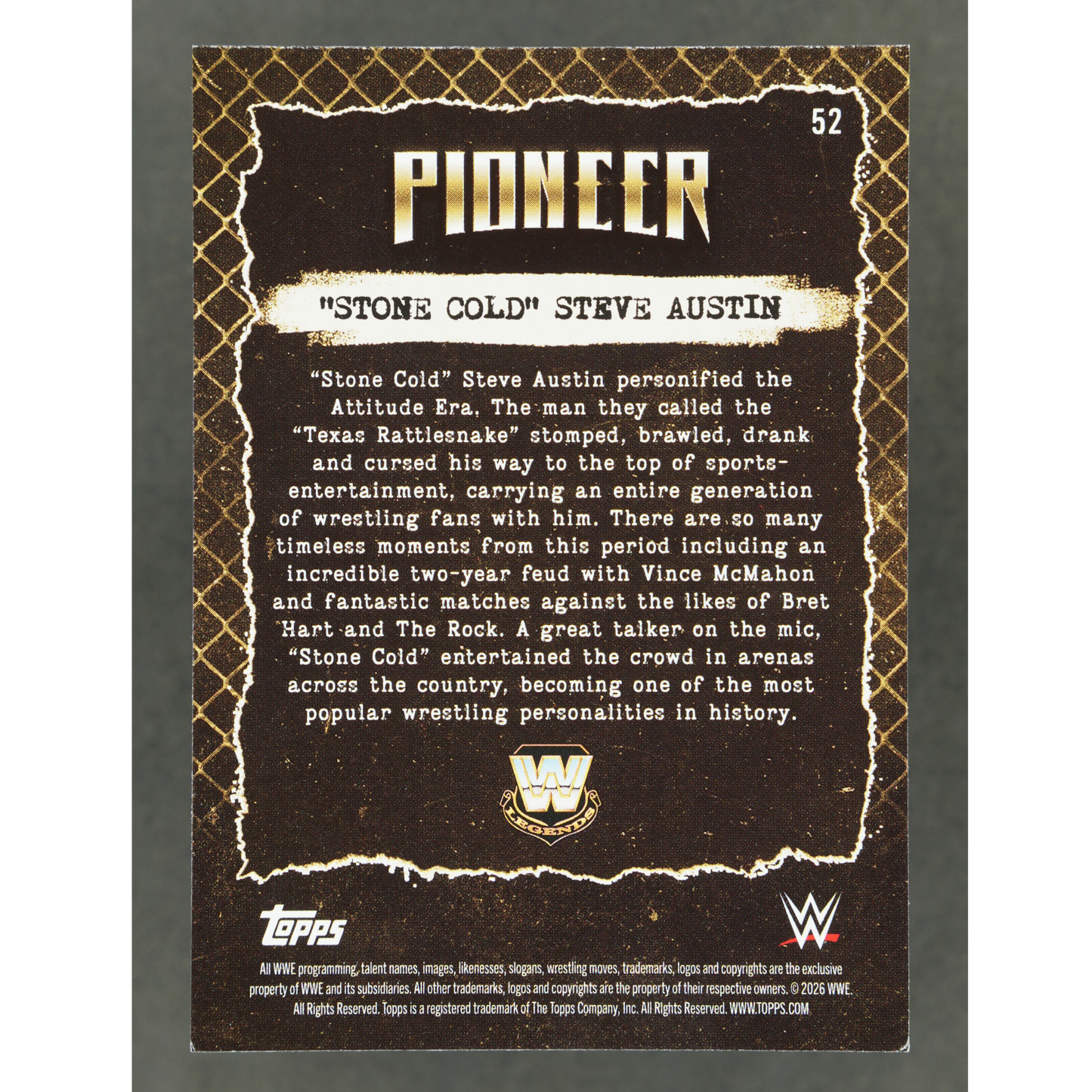 "Stone Cold" Steve Austin 2026 WWE Decades Pioneer 39/50 #52