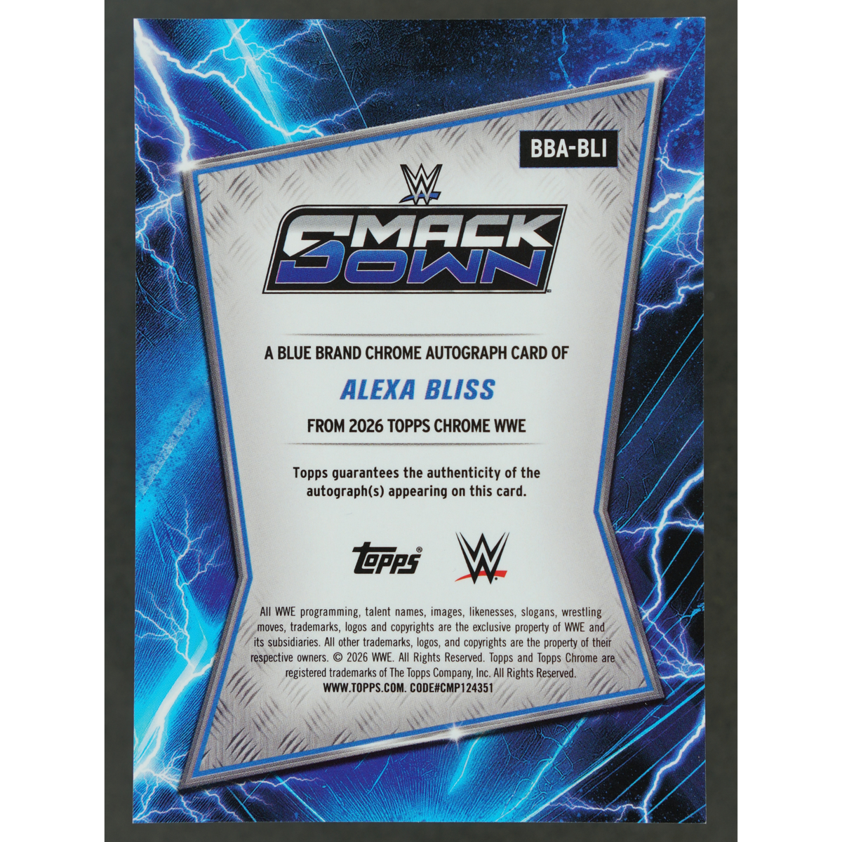 Alexa Bliss 2026 Chrome Blue Brand Auto Green 68/99 #BBA-BLI