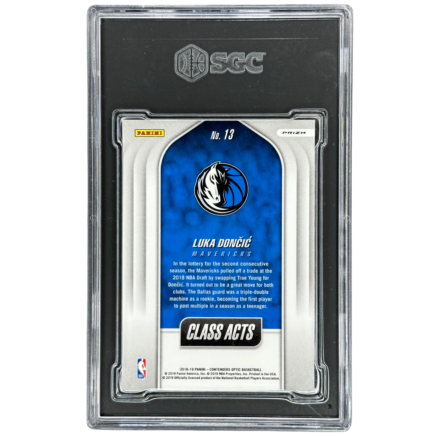 Luka Doncic 2018 Optic Contenders Class Acts RC Rookie Card SGC 9.5 #13