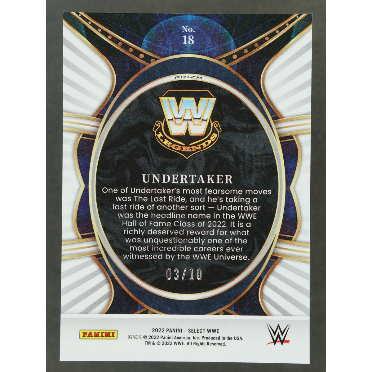 Undertaker 2022 Select Phenomenon Gold 3/10 #18