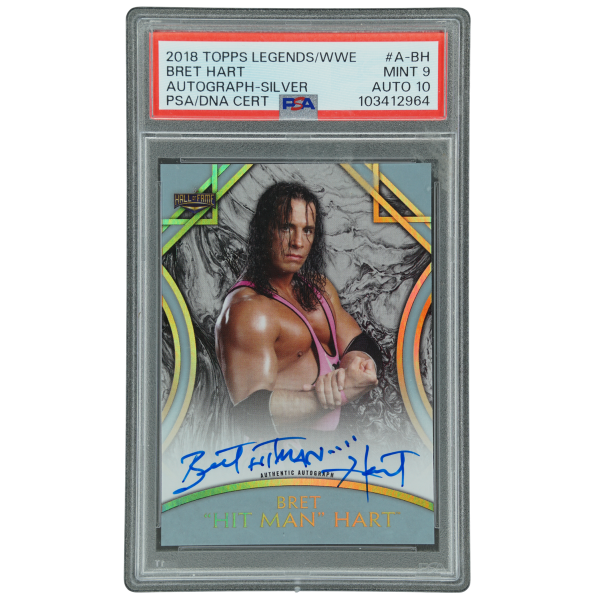 Bret "Hit Man" Hart 2018 Topps Legends Hall of Fame Auto 31/50 #A-BH