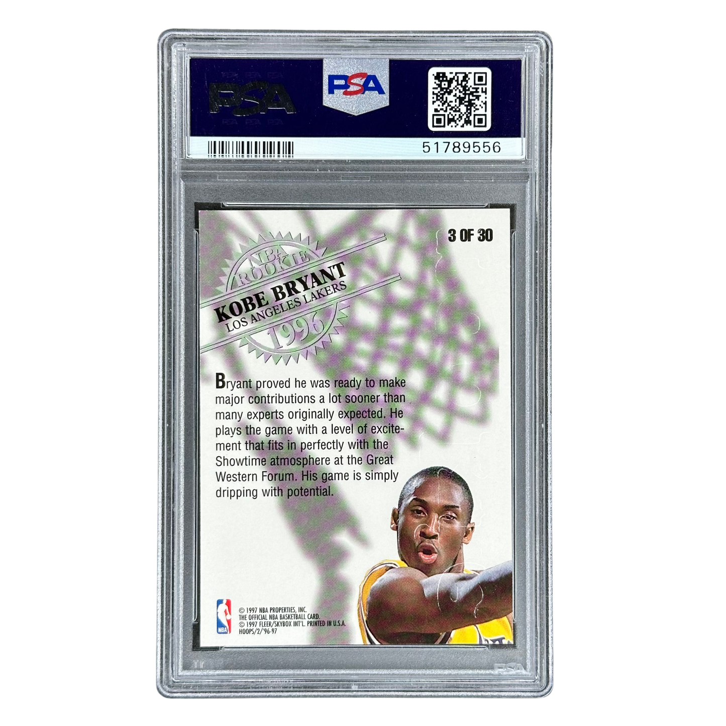 Kobe Bryant 1996 Hoops RC Rookie Card PSA 7 #3