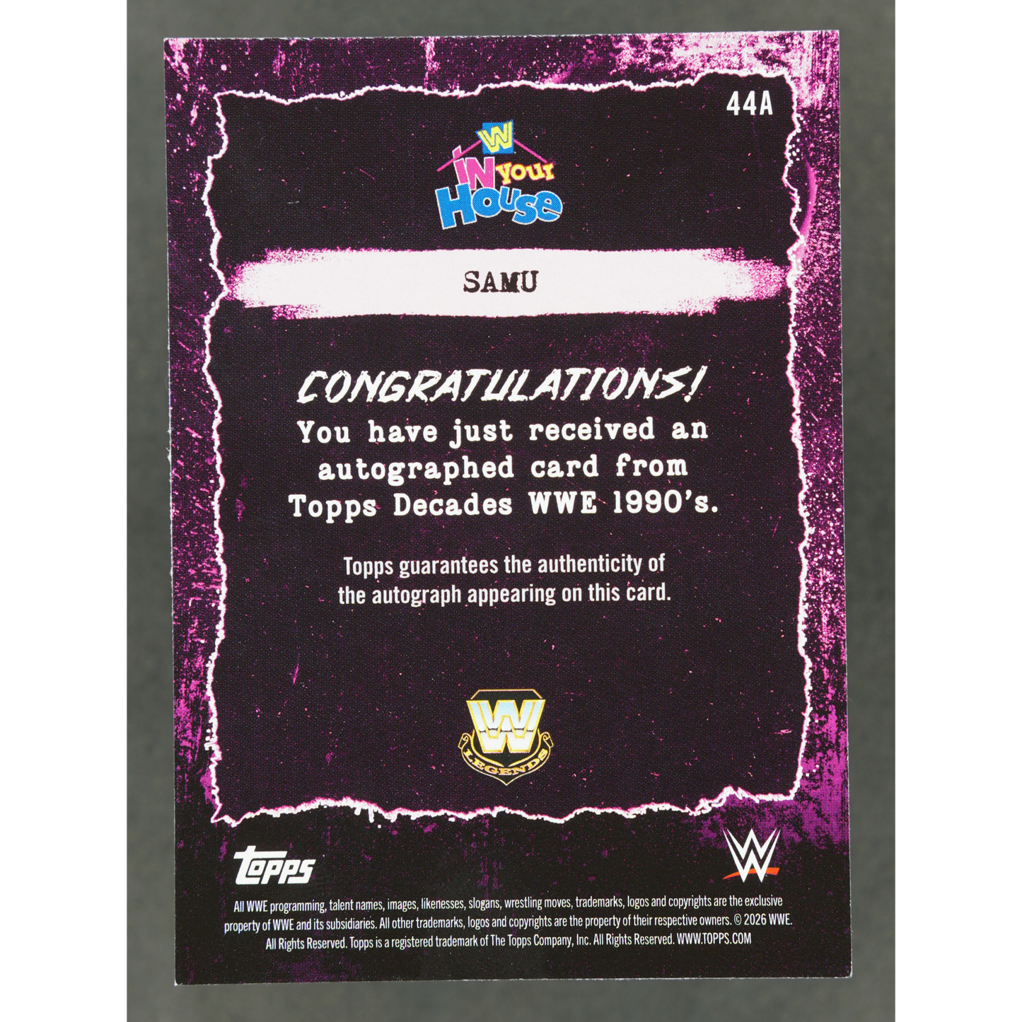 Samu 2026 WWE Decades in your House Auto 32/75 #44A