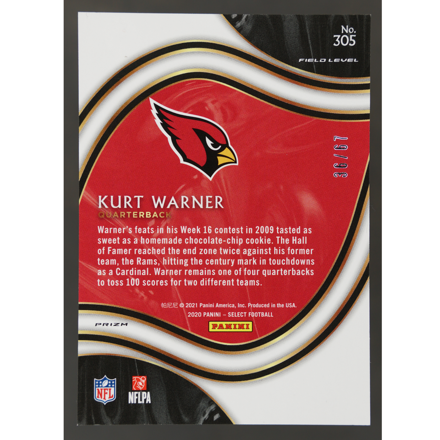 Kurt Warner 2021 Field Level 36/67 #305