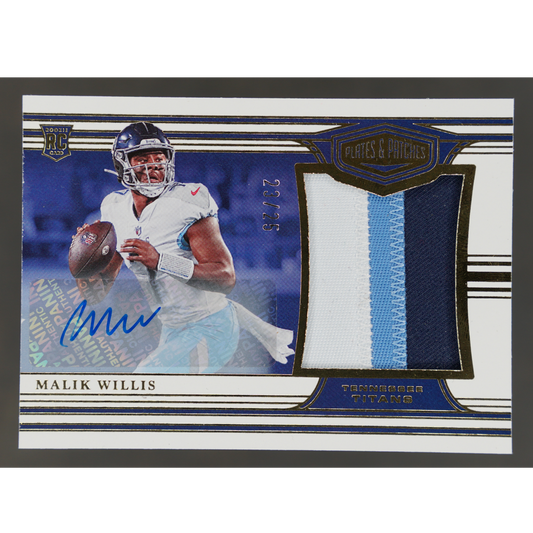 Malik Willis 2022 Plates and Patches RPA Rookie Patch Auto 23/25 #PP-MAW