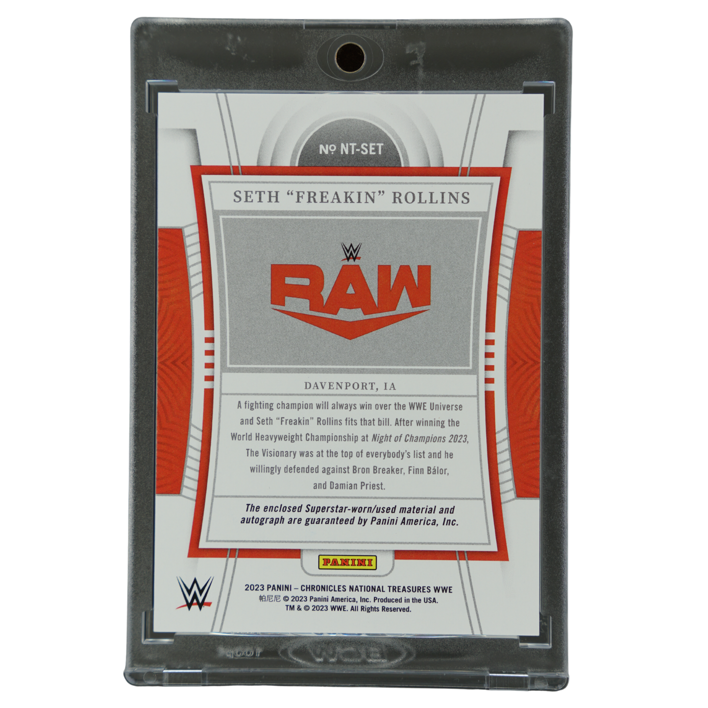 Seth "Freakin" Rollins 2023 Chronicles National Treasures Memorabilia Auto 25/49 #NT-SET