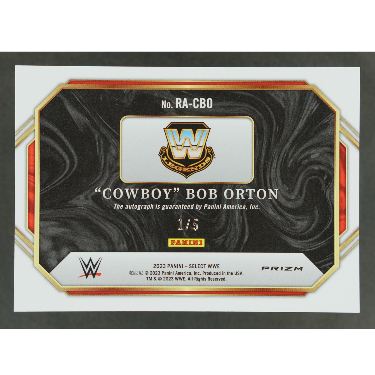 "Cowboy" Bob Orton 2023 Select Ringside Action Signatures Auto 1/5 #RA-CBO