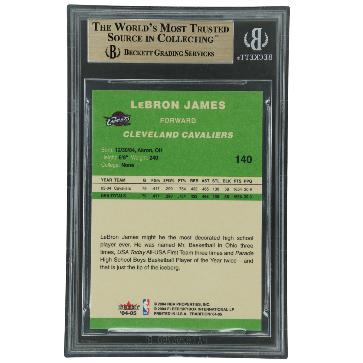 Lebron James 2004-05 Fleer Tradition Green BGS 9.5 #140