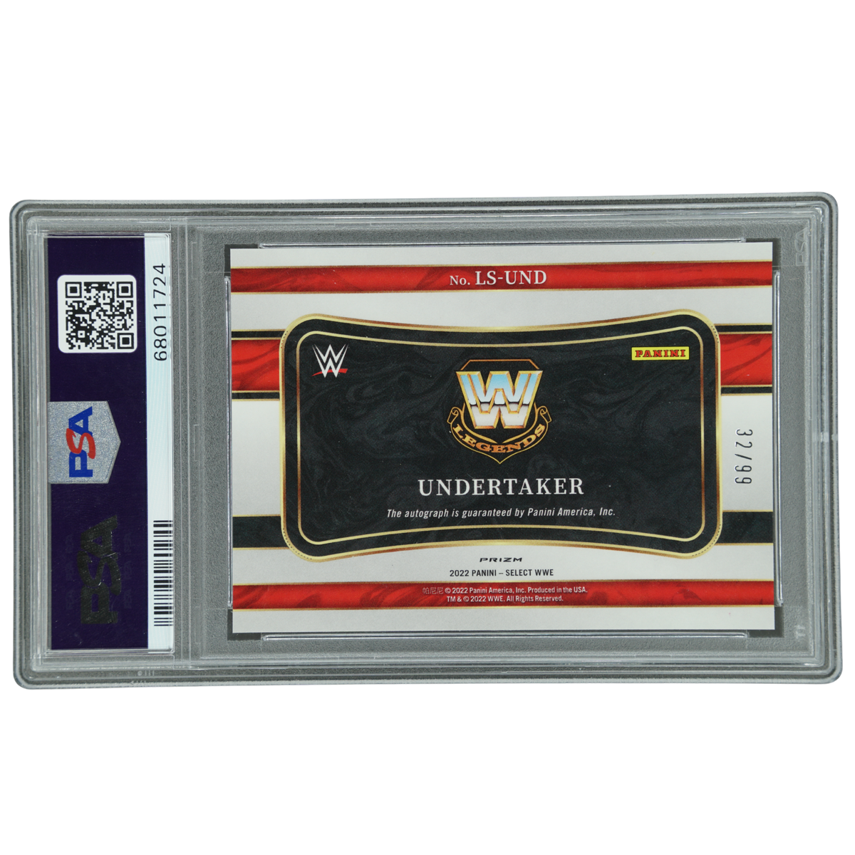 Undertaker 2022 Select Legendary Signatures Red Auto 32/99 PSA 9 #LS-UND