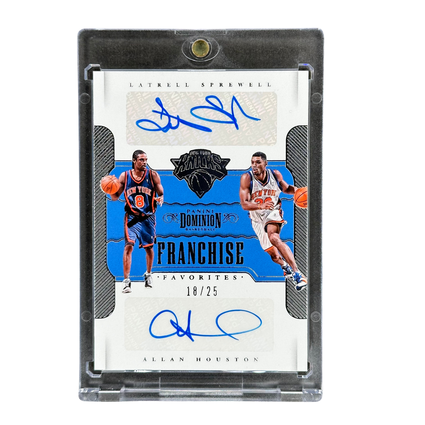 Latrell Spreewell und Allan Houston 2017 Dominion Franchise Favorites New York Knicks Dual Auto 18/25 #FF-NYK