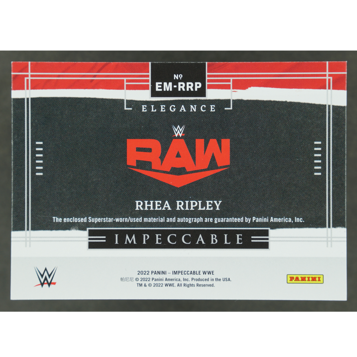 Rhea Ripley 2022 Impeccable Elegance Memorabilia Auto 4/25 #EM-RRP