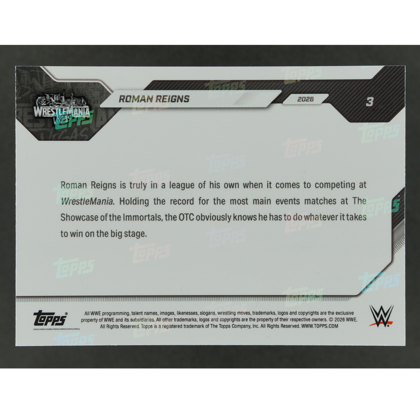 Roman Reigns 2026 Topps Now Wrestlemania Vegas #3