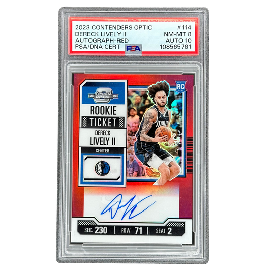 Dereck Lively II 2023 Contenders Optic Red Auto 52/99 RC Rookie Card PSA 8 #114